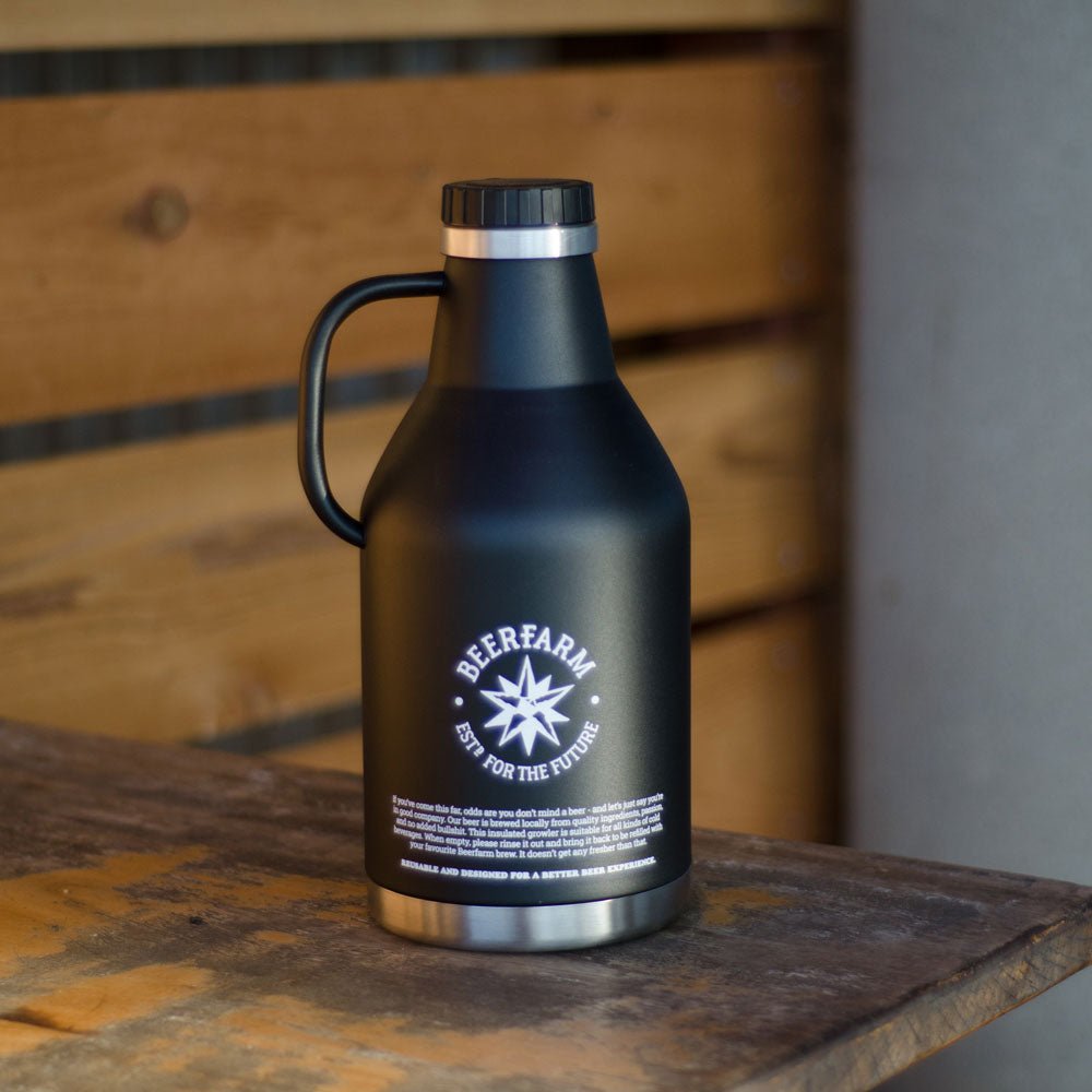 Beerfarm Growler 64oz Black Double Walled