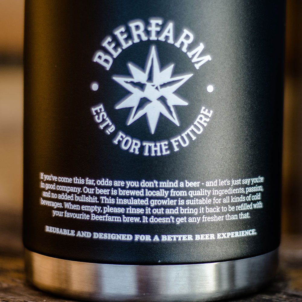 Beerfarm Growler 64oz Black Double Walled
